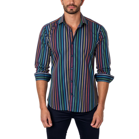 Mod Lines Button-Up Shirt // Navy Multi (S)
