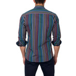 Mod Lines Button-Up Shirt // Navy Multi (S)