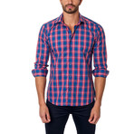 Picnic Plaid Button-Up Shirt // Blue + Red (XL)