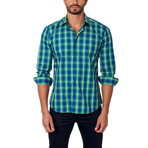 Picnic Plaid Button-Up Shirt // Blue + Green (S)