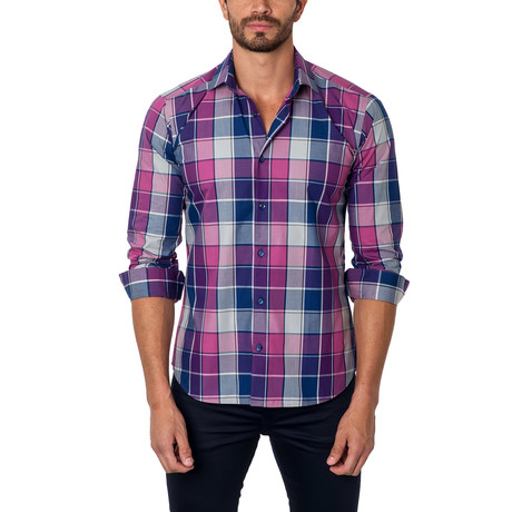 Gridlock Button-Up Shirt // Purple + Blue (S)