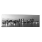 Detroit Panoramic Skyline Cityscape // Evening (48"W x 16"H x 0.75"D)