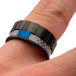 Carbon Fiber Accent Ring // Gray + Blue (Size 9)