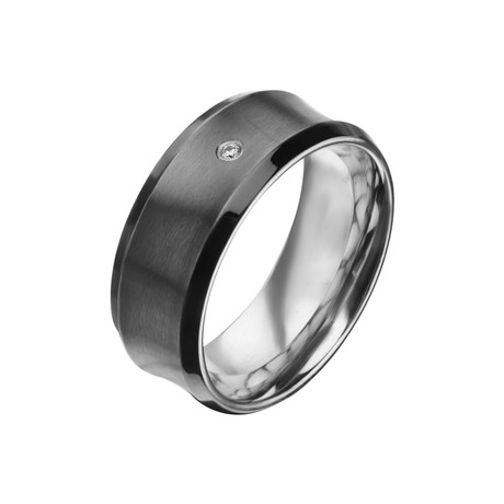 Stainless Steel Gunmetal Ring (Size: 9)