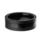 Stainless Steel + Solid Carbon Fiber Ring // Black (Ring Size: 9)