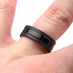 Stainless Steel + Solid Carbon Fiber Ring // Black (Ring Size: 9)