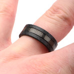 Celtic Design Stainless Steel + Solid Carbon Fiber Ring // Black (Ring Size: 9)