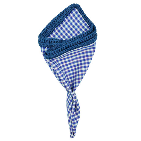 Denim a Scacci Pocket Square // Blue Border