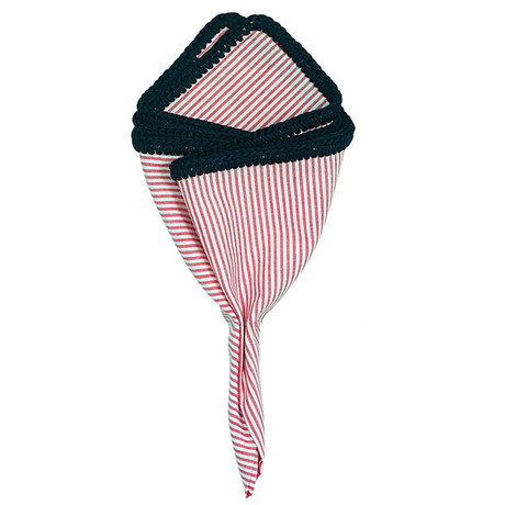 Scarlet Gessato Pocket Square // Navy Blue Border