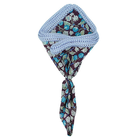 Mirtillo Blossom Pocket Square // Lilac Blue Border