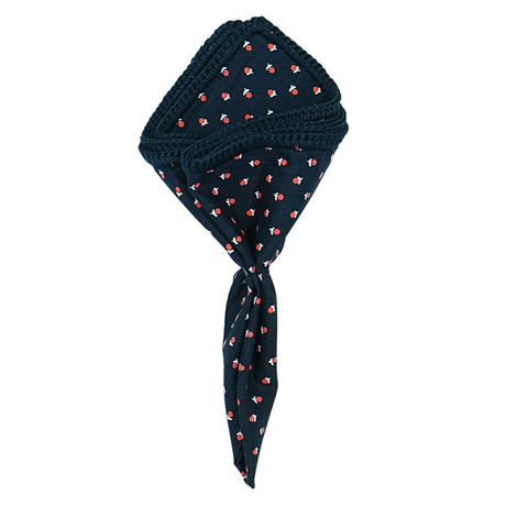 Fragile Pocket Square // Navy Blue Border