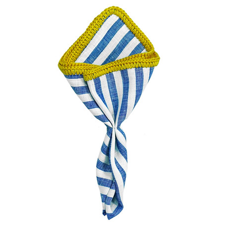Blu Nautico Pocket Square // Mustard Yellow Border