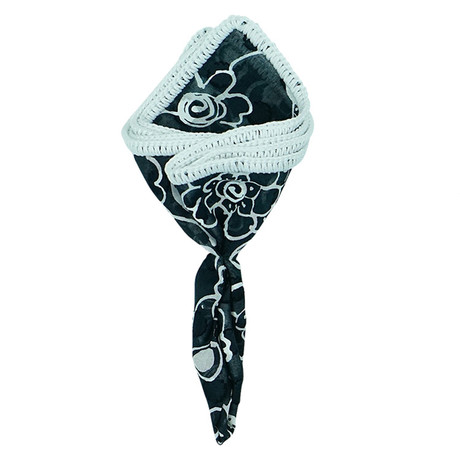 Floral Abbozzo Pocket Square // White Border