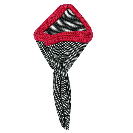 Ebony Netto Pocket Square // Grey + Red