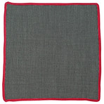 Ebony Netto Pocket Square // Grey + Red