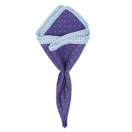 Orchid Traffito Pocket Square // Sky Blue Border