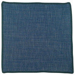 Denim Du Volte Pocket Square // Navy Blue Border