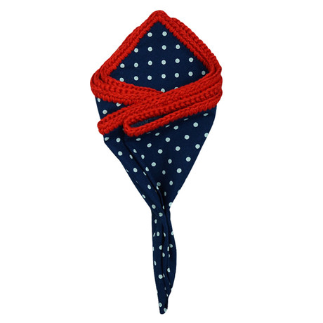 Sapphire Punteggiata Pocket Square // Red Border