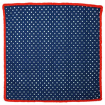 Sapphire Punteggiata Pocket Square // Red Border