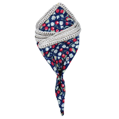 Ciliegia Blossom Pocket Square // Grey Border