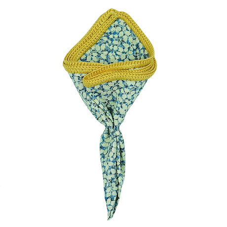 Floral Ceruleo Pocket Square // Mustard Yellow Border