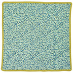 Floral Ceruleo Pocket Square // Mustard Yellow Border