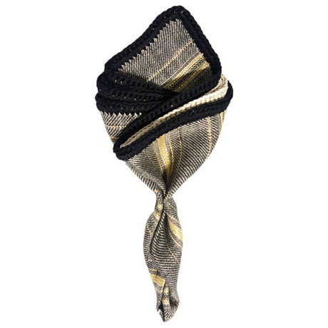 Metal Pocket Square // Black and Off White Borders