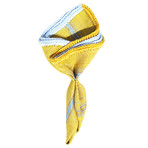 Oro Splendor Pocket Square // Sky Blue + Mustard Yellow Borders
