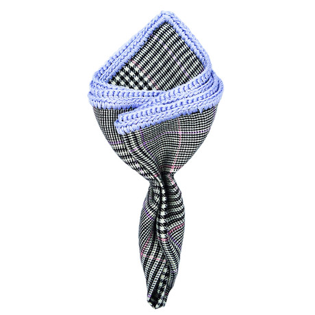 Charcoal Viola Pocket Square // Lilac Blue Borders