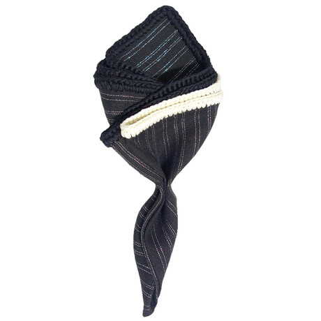 Black Splendor Pocket Square // Black + White Border