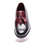 Medallion Toe Tassel Loafer // Black + Bordeaux (Euro: 44)