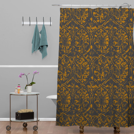 Deer Damask Bronzed Shower Curtain