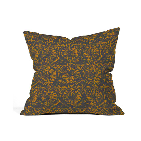 Deer Damask Bronzed Throw Pillow (18" x 18")
