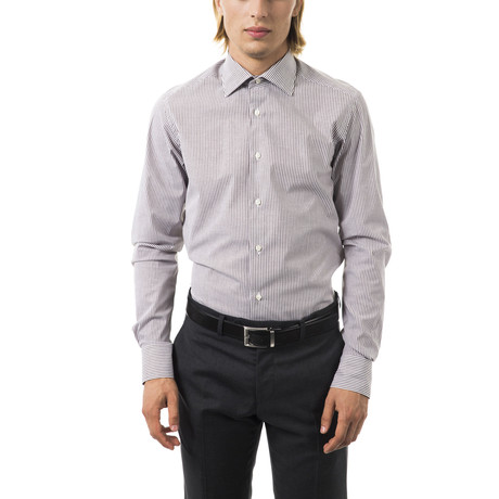 Gabriele Dress Shirt // Brown Stripe (M)