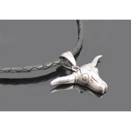 Leather Necklace + Long Horn Pendant