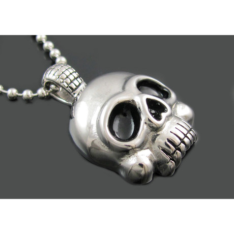 Bead Chain Necklace + Skull Pendant