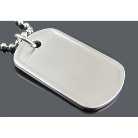 Dog Tag ID Pendant with Bead Chain Necklace // Stainless Steel