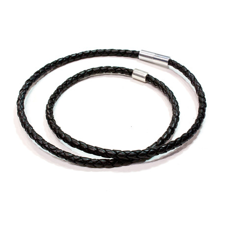 Suki Braided Leather Necklace + Sleeve (16"L)
