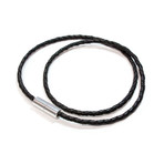 Braided Leather Necklace // Black (16")