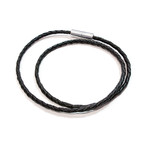 Braided Leather Necklace // Black (16")