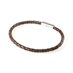 Braided Leather Bracelet V1 // Natural Antique Brown (L)