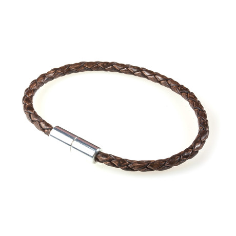 Braided Leather Bracelet V1 // Natural Antique Brown (XS)