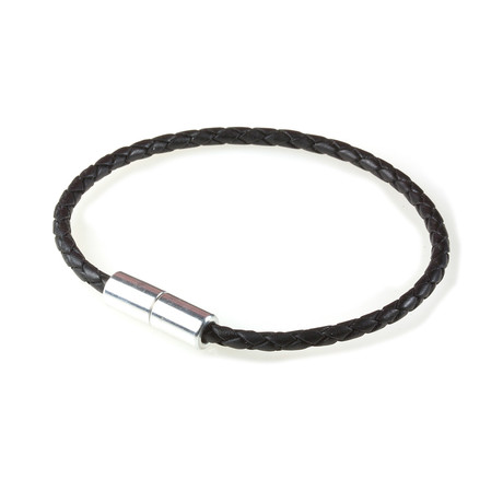 Braided Leather Bracelet // Black (XS)