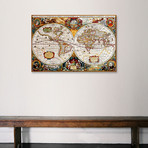 Antique Double Hemisphere Map Of The World (26"W x 18"H x 0.75"D)