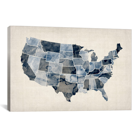 USA Water Color Map III (26"W x 18"H x 0.75"D)