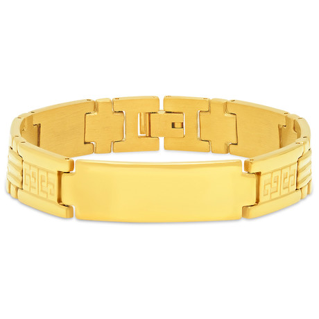 Greek Key Link Bracelet // Gold