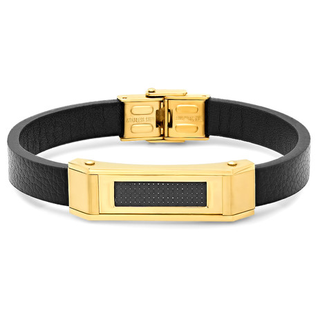 Carbon Fiber Bar Bracelet // Black + Gold