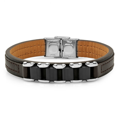Layered Connector Bracelet // Brown + Black