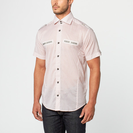Melvin Short Sleeve Print Button-Up // Red (S)