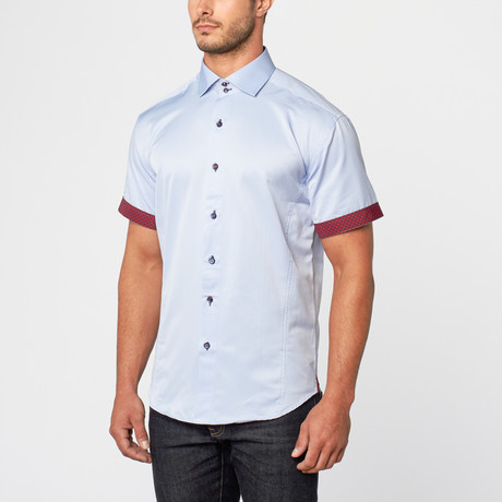 Bradley Short Sleeve Solid Button-Up // Blue (S)